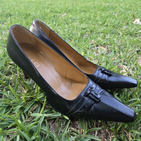 Gucci Classic Women's Mid-Heel Brown Leather Pump, Size 9B - Picture 1 of 13